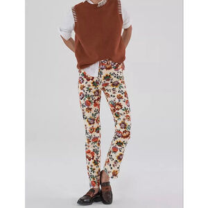 Women's Anthropologie Pilcro High Rise Cigarette Jeans 27 Beige Floral